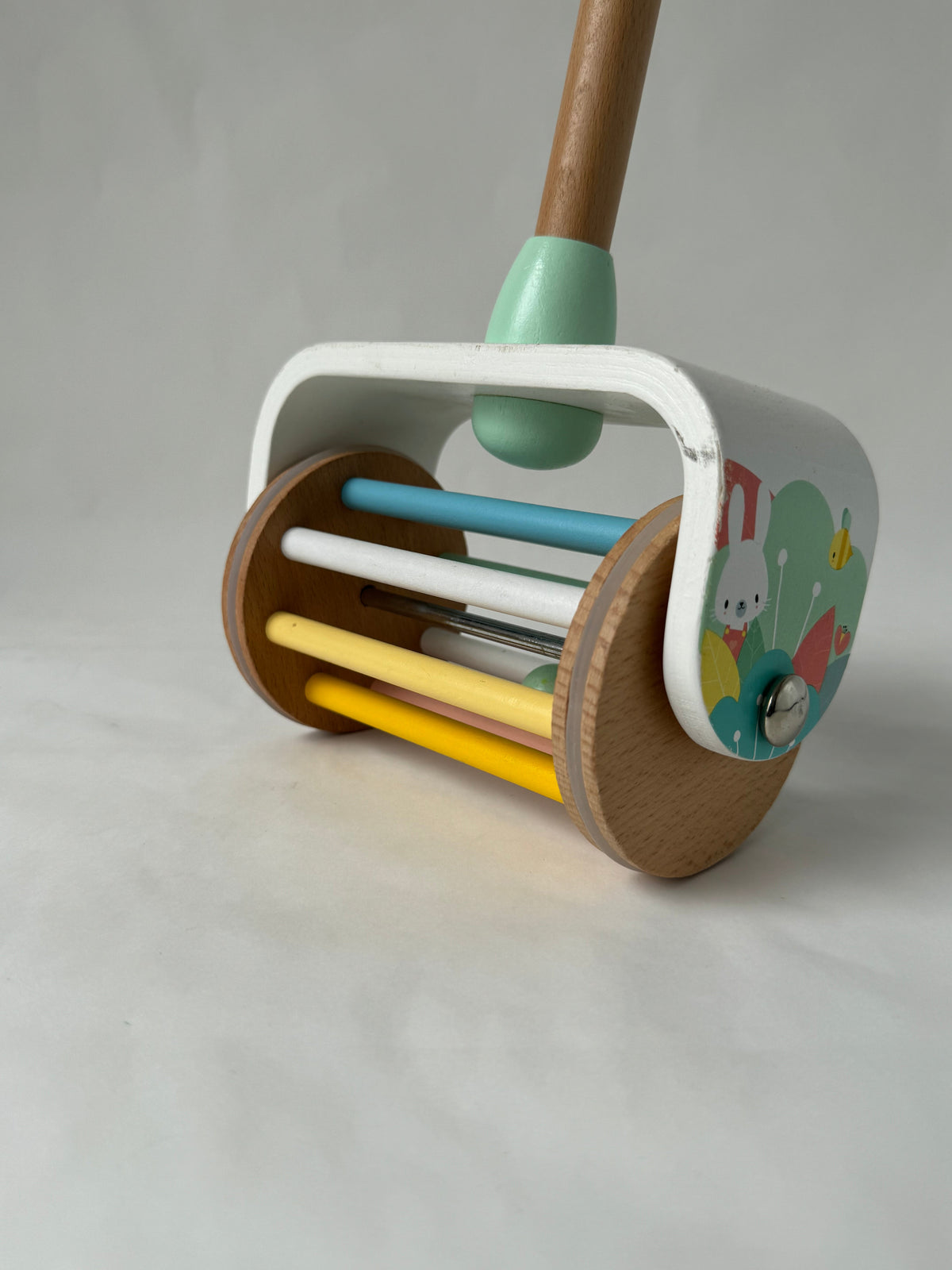 Janod Cherry Wood Push Along Rattle Toy
