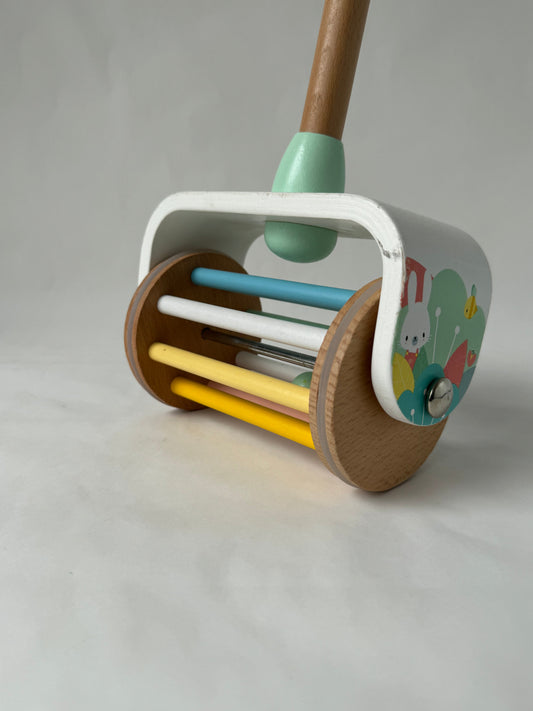 Janod Cherry Wood Push Along Rattle Toy